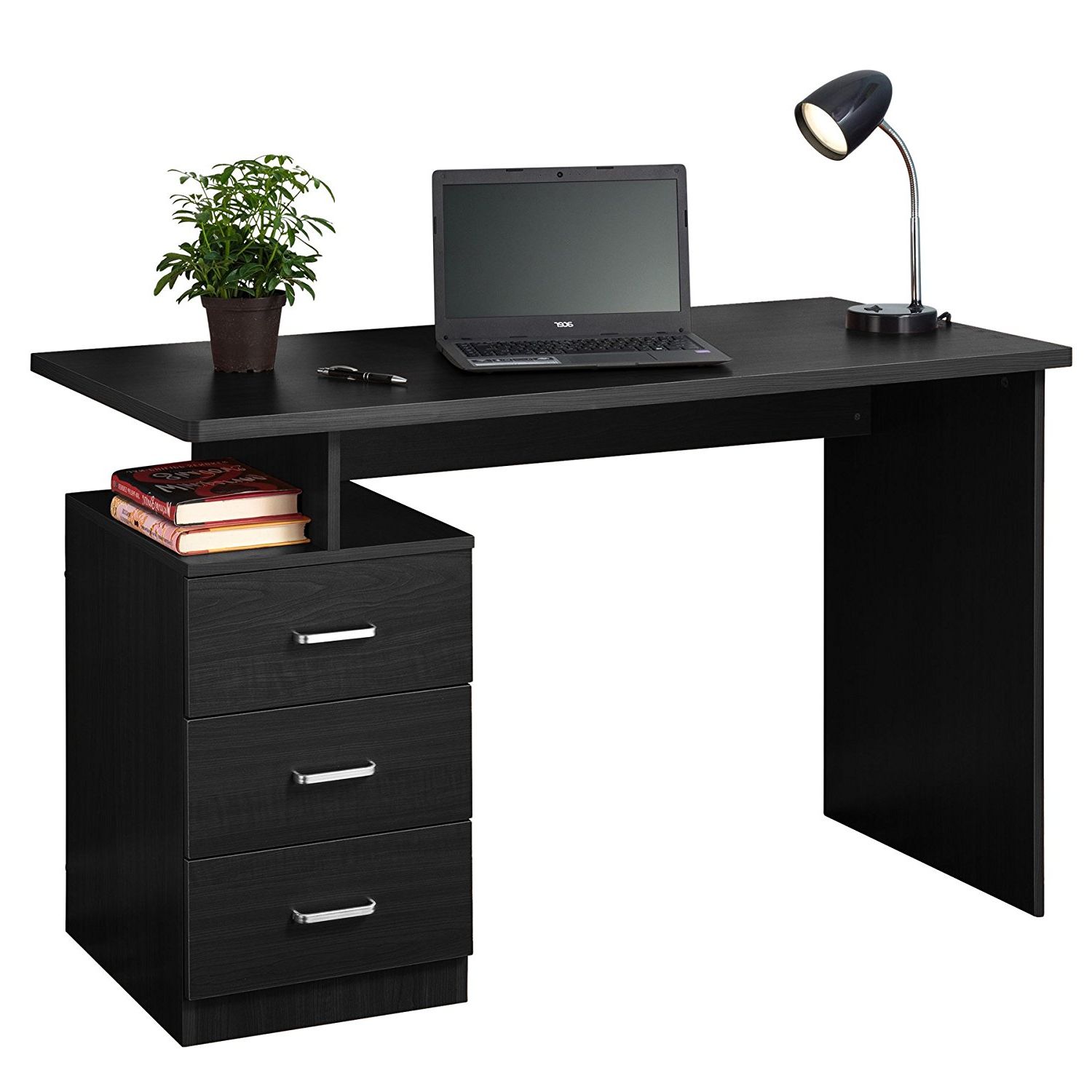 Well Liked Buy Fineboard Home Office Desk With 3 Drawers, Black/white In Cheap With White And Black Office Desks (View 3 of 15)