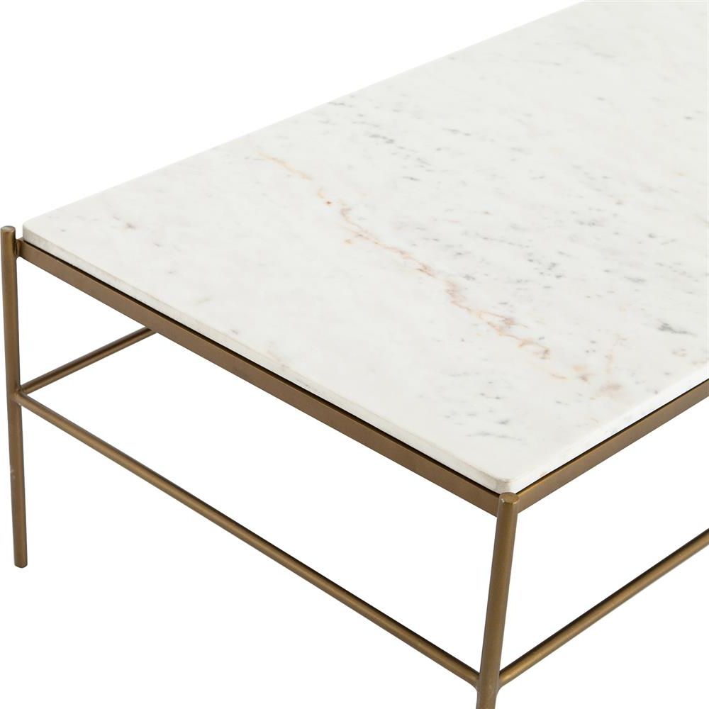 Well Liked Iron And White Marble Desks Regarding Pio Modern Classic Gold Iron Frame White Rectangular Marble Top Coffee (View 15 of 15)