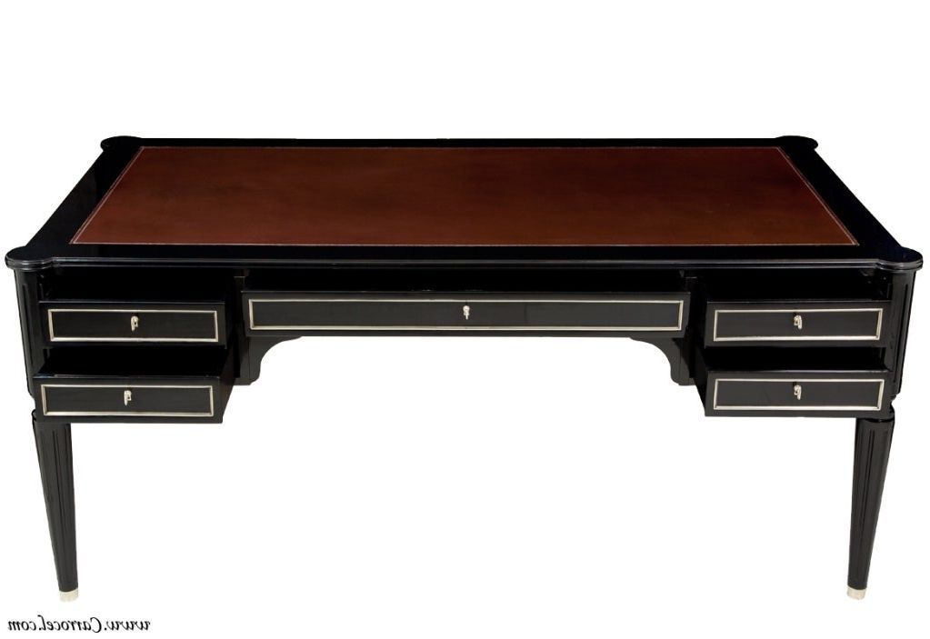 Well Liked Lacquer And Gold Writing Desks With Regard To Black Lacquer Leather Top Writing Office Ralph Lauren Desk At 1stdibs (View 14 of 15)