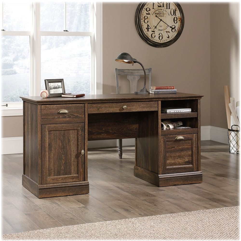 Well Liked Sauder Barrister Lane Collection Pedestal Desk Iron Oak 422706 – Best Buy Regarding Iron Executive Desks (View 1 of 15)