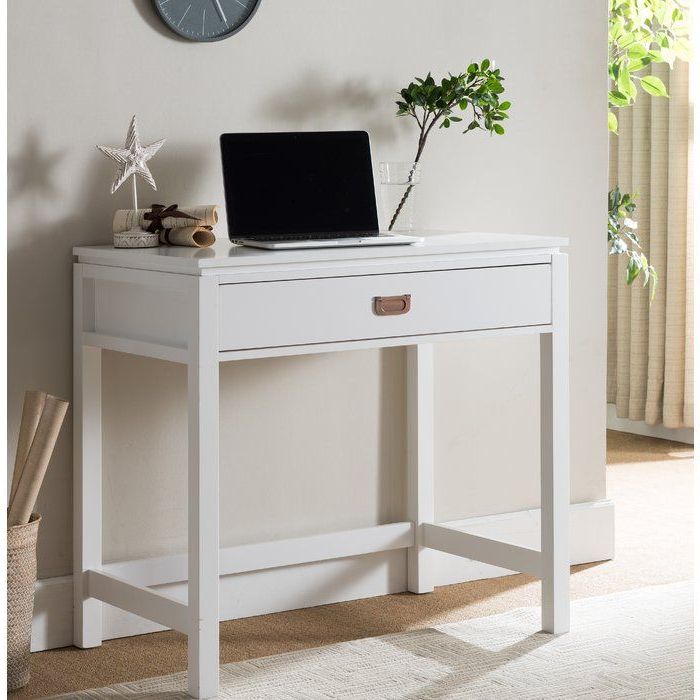 White 1 Drawer Wood Laptop Desks Within 2019 Engelke Writing Desk (View 5 of 15)