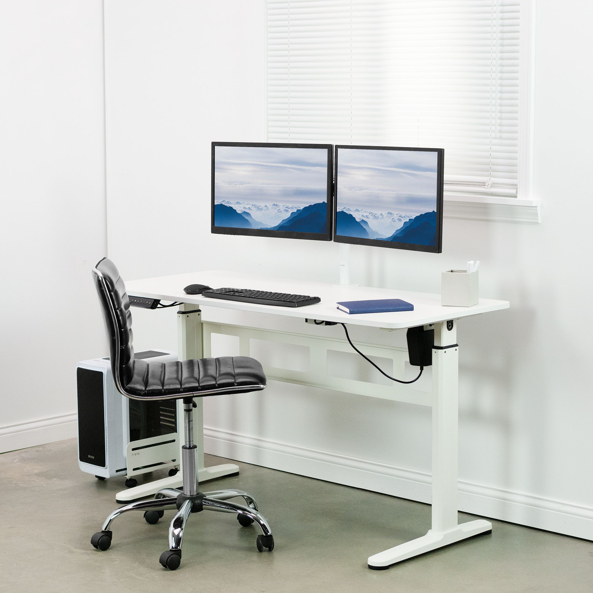 White Adjustable Stand Up Desks In Favorite Vivo White 55"x 24" Electric Sit Stand Desk, Height Adjustable (View 4 of 15)
