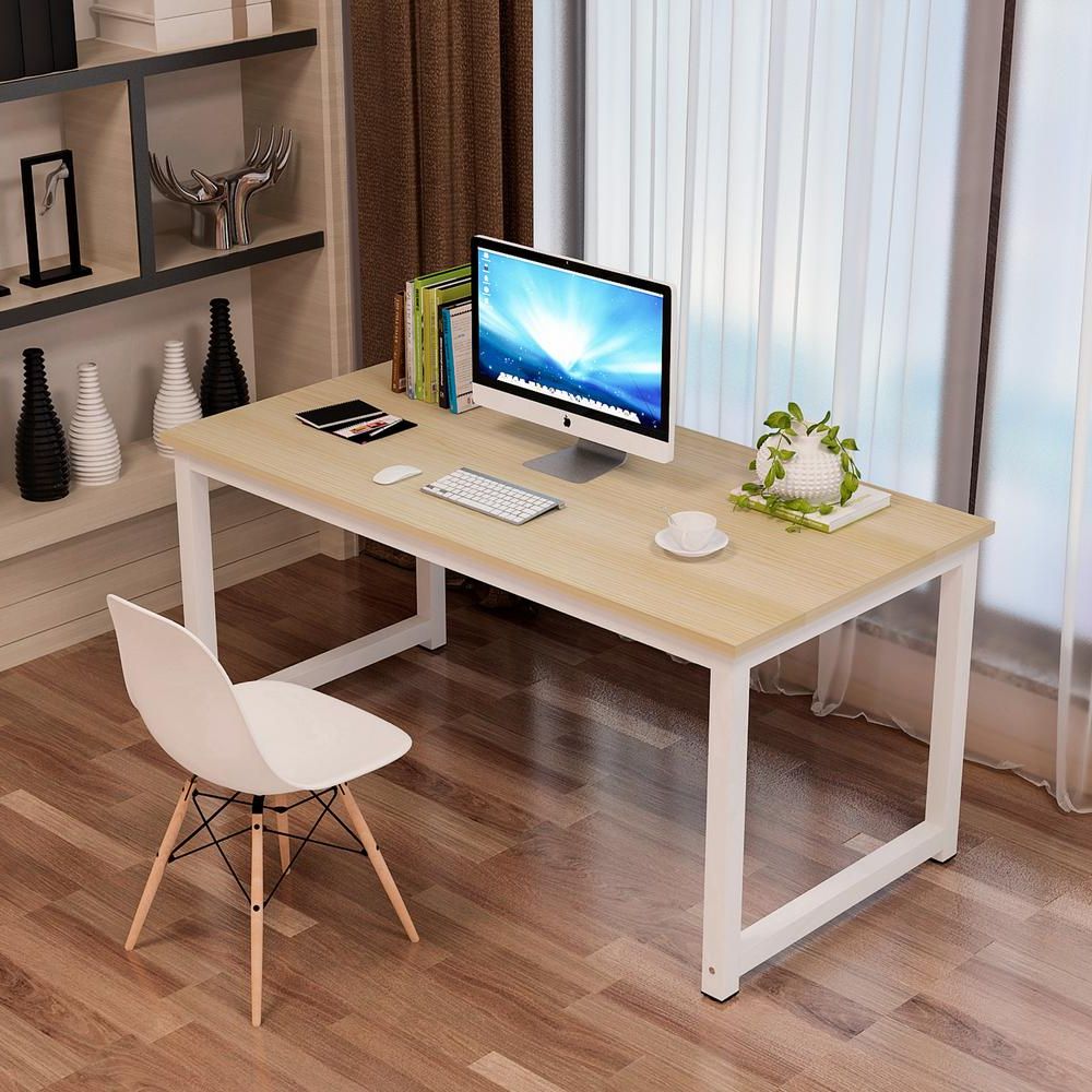 White Glass And Natural Wood Office Desks With Regard To 2019 Modern Simple Design Home Office Desk Computer Table Wood Desktop Study (View 8 of 15)
