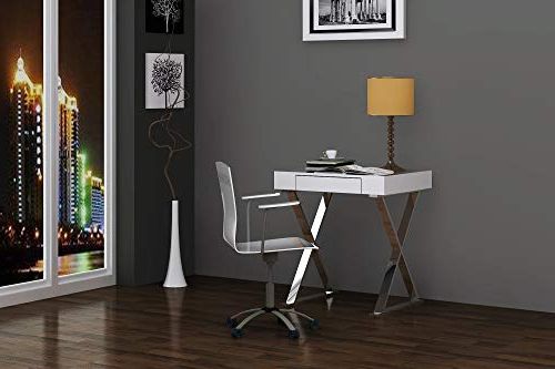 White High Gloss Desk For Home Office – New Home Gift In Well Known White Lacquer Stainless Steel Modern Desks (View 11 of 15)