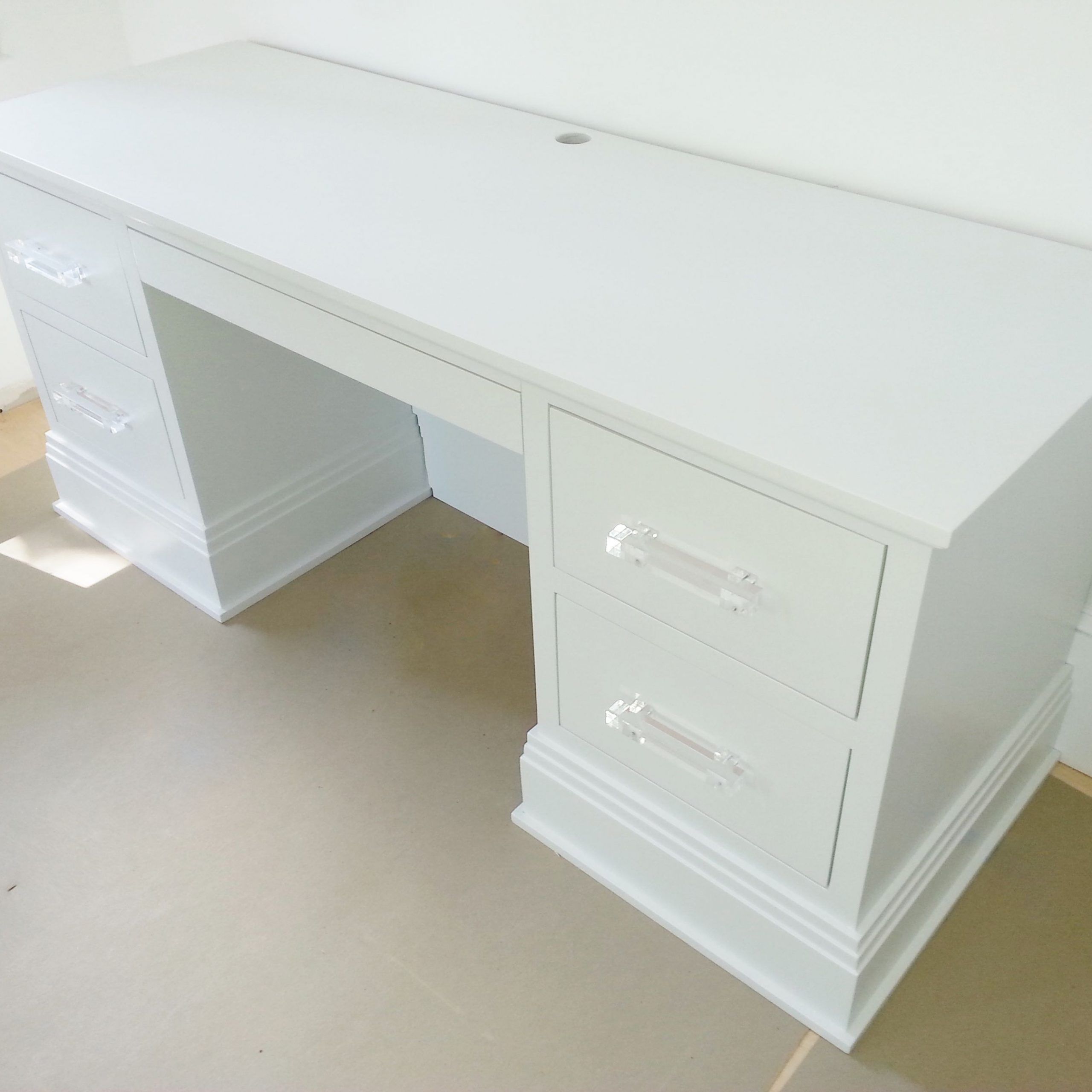 White Lacquer Stainless Steel Modern Desks Regarding Favorite Buy Custom Modern White Lacquer Desk, Made To Order From Custom Made (View 1 of 15)