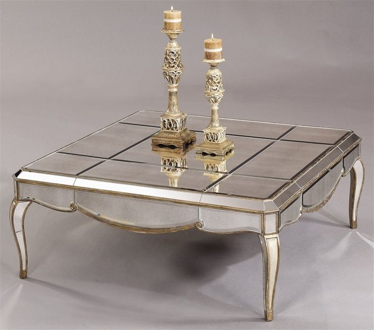 Widely Used Bassett Mirror – Square Mirrored Cocktail Table In Gold & Silver Leaf With Glass And Gold Rectangular Desks (View 8 of 15)