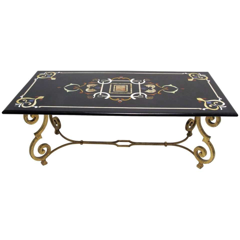 Widely Used Pietra Dura Marble Top Coffee Table On Gilt Iron Base (View 3 of 15)