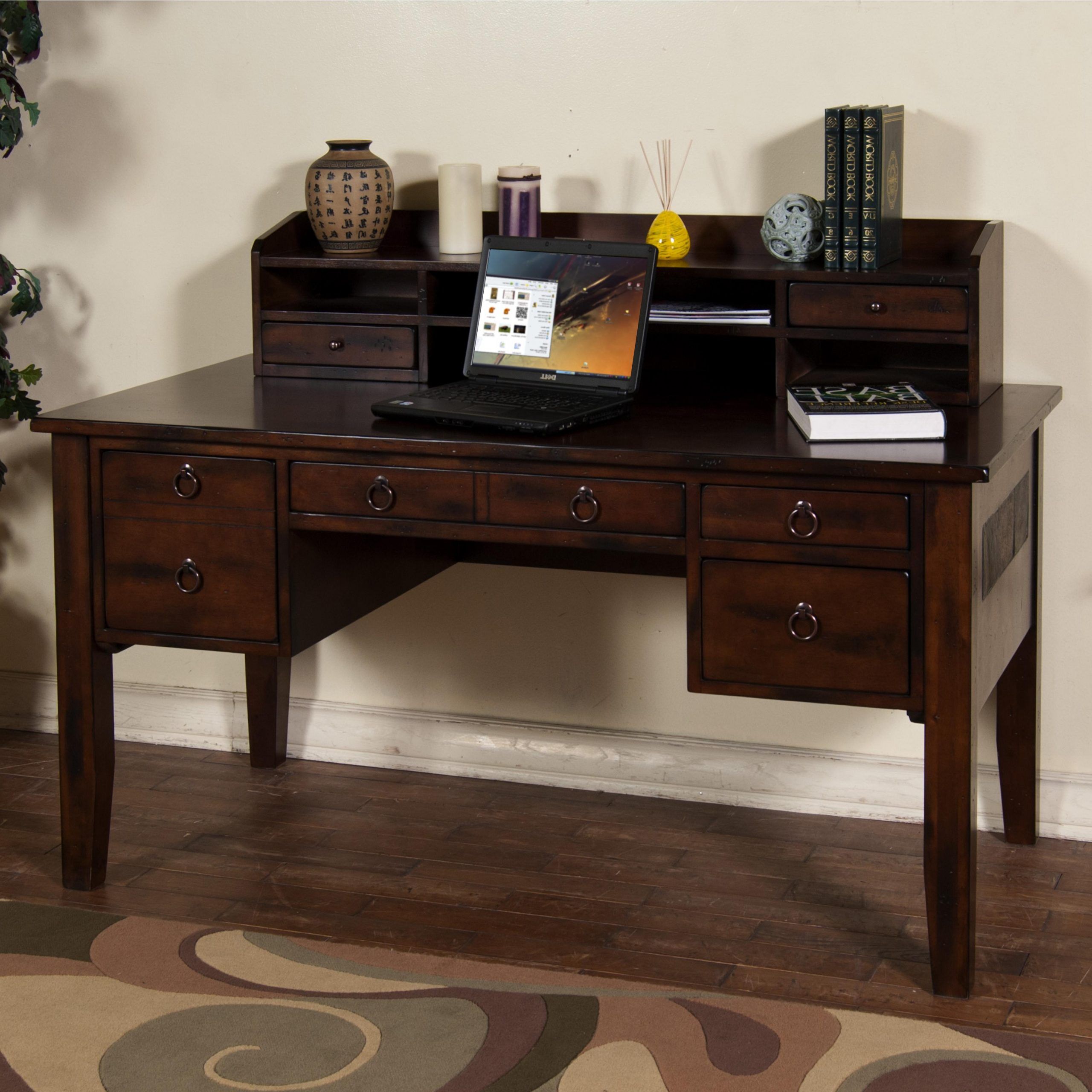 Wolf And With Dark Sapphire Wood Writing Desks (View 4 of 15)