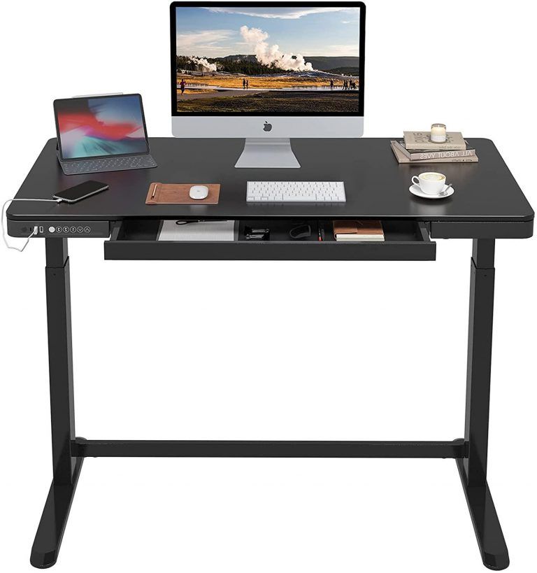 Writing Desks With Usb Port Regarding Latest Flexispot Standing Desk With Drawers Electric Stand Up Desk 48 X  (View 7 of 15)