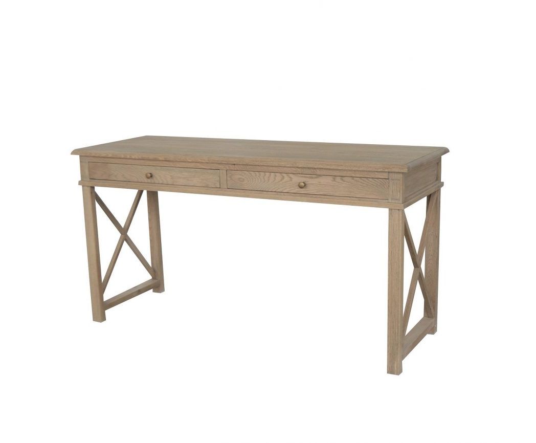 X Brace Weathered Oak Desk – Jac Home Living For Most Current Weathered Oak Wood Writing Desks (View 15 of 15)