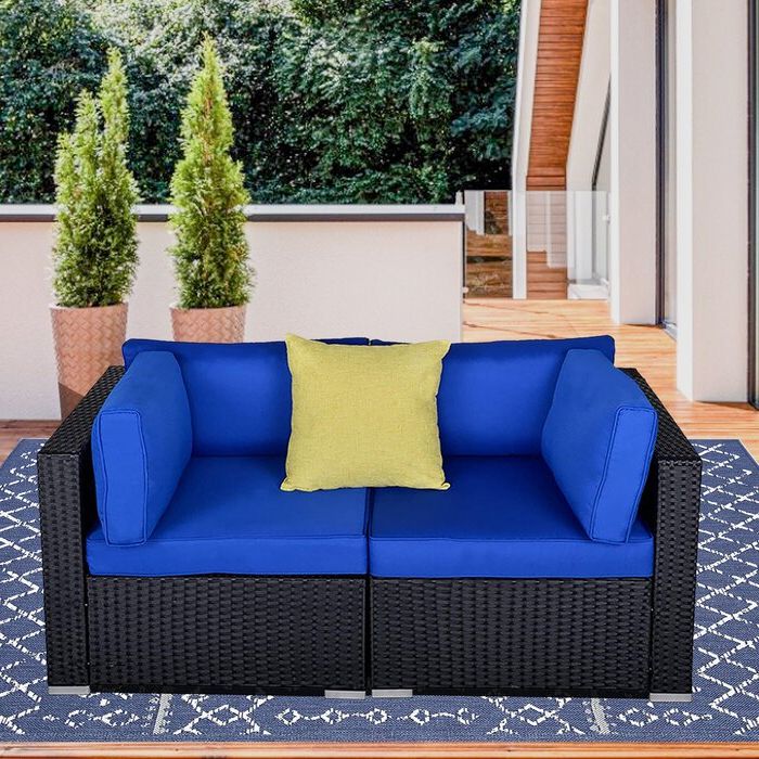 2 Piece Outdoor Wicker Sectional Sofa Sets Within Latest Ebern Designs Patio Loveseats 2 Piece Outdoor All Weather Sectional (View 5 of 15)