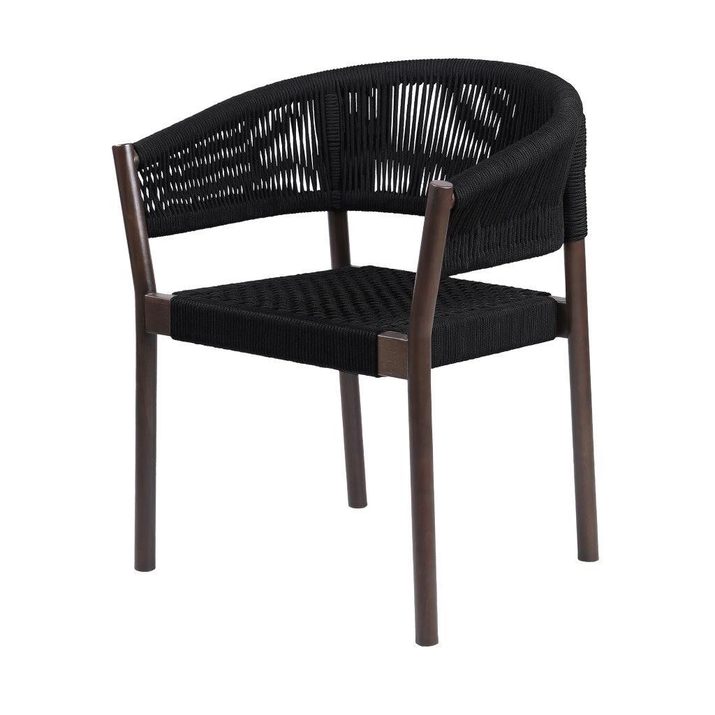 2019 Black Eucalyptus Outdoor Patio Seating Sets Pertaining To Doris Indoor Outdoor Dining Chair In Dark Eucalyptus Wood With Black (View 3 of 15)