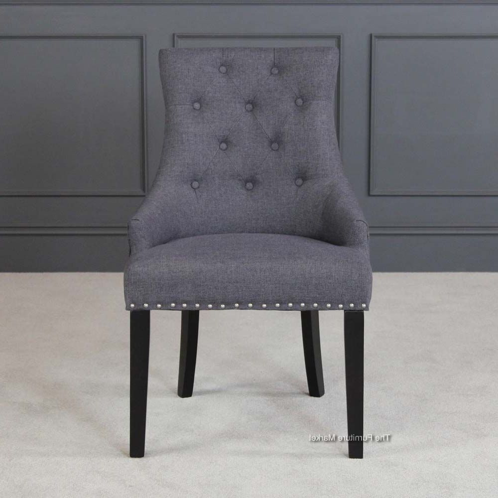2019 Luxury Charcoal Fabric Scoop Back Dining Chair With Black Legs (View 14 of 15)