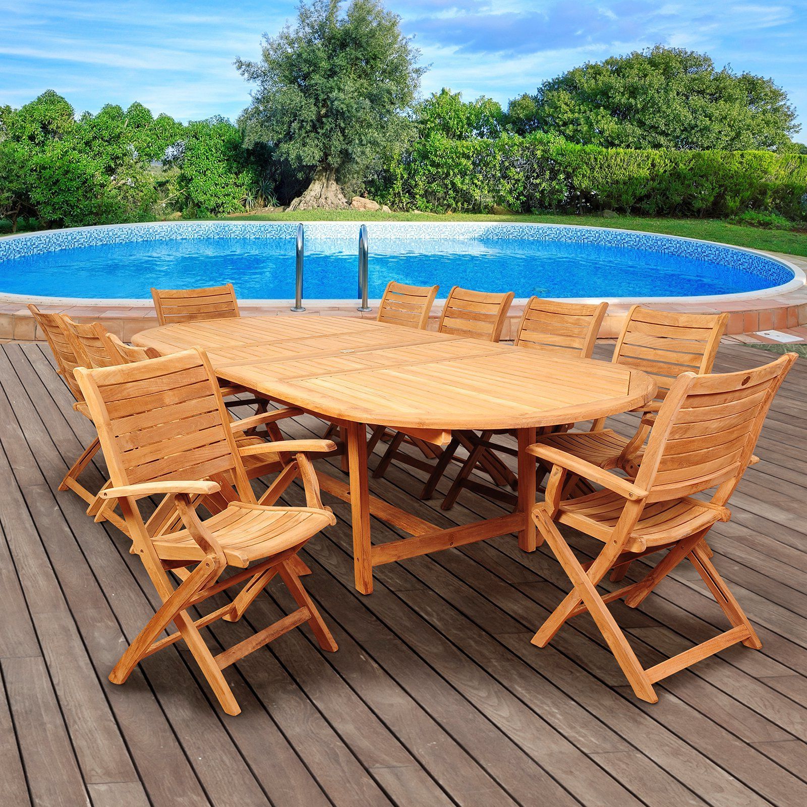 2020 11 Piece Extendable Patio Dining Sets Throughout Outdoor Amazonia Pike 11 Piece Double Extendable Dining Set (View 6 of 15)
