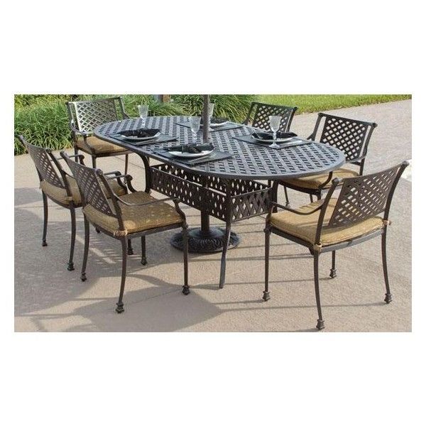 2020 Charleston 7 Piece Oval Dining Set ($1,349) Liked On Polyvore Featuring Pertaining To 7 Piece Outdoor Oval Dining Sets (View 13 of 15)