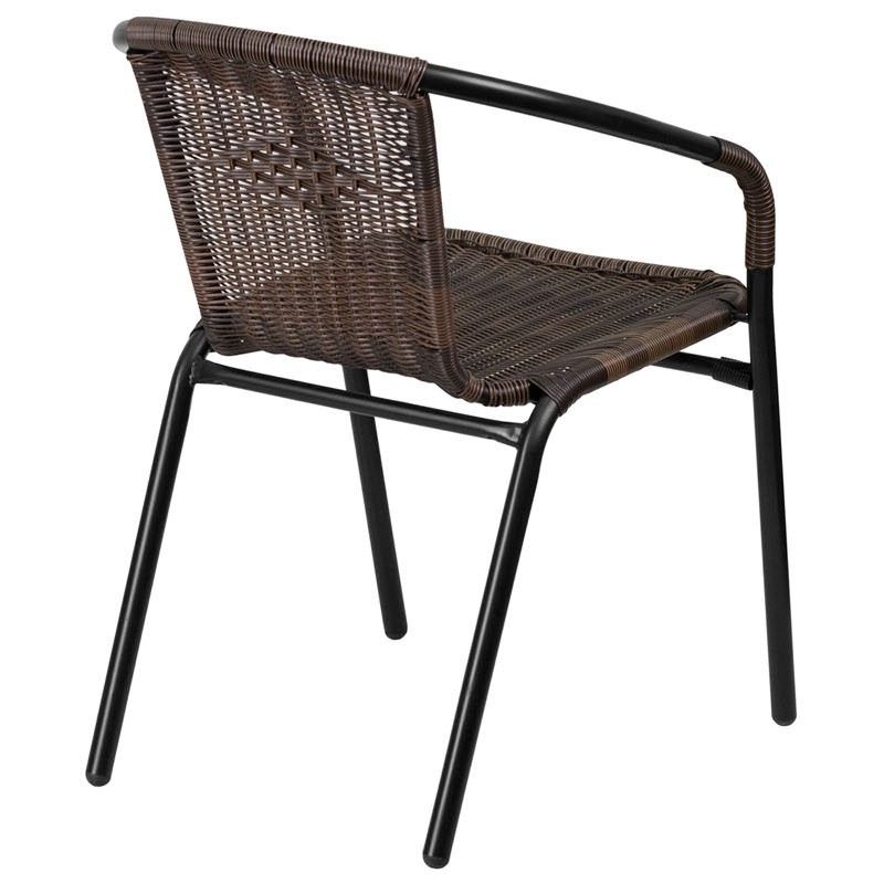 2020 Dark Brown Rattan Patio Chair With Black Powder Coated Frame Finish For Dark Brown Wood Outdoor Chairs (View 7 of 15)
