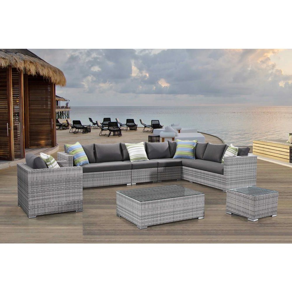 2020 Outdoor Wicker Gray Cushion Patio Sets In Velago Generoso 7 Piece All Weather Light Gray Wicker Patio Sectional (View 11 of 15)
