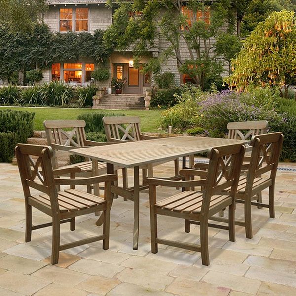 2020 Renaissance Rectangular Table And Armchair 7 Piece Outdoor Hardwood Inside Rectangular 7 Piece Patio Dining Sets (View 8 of 15)