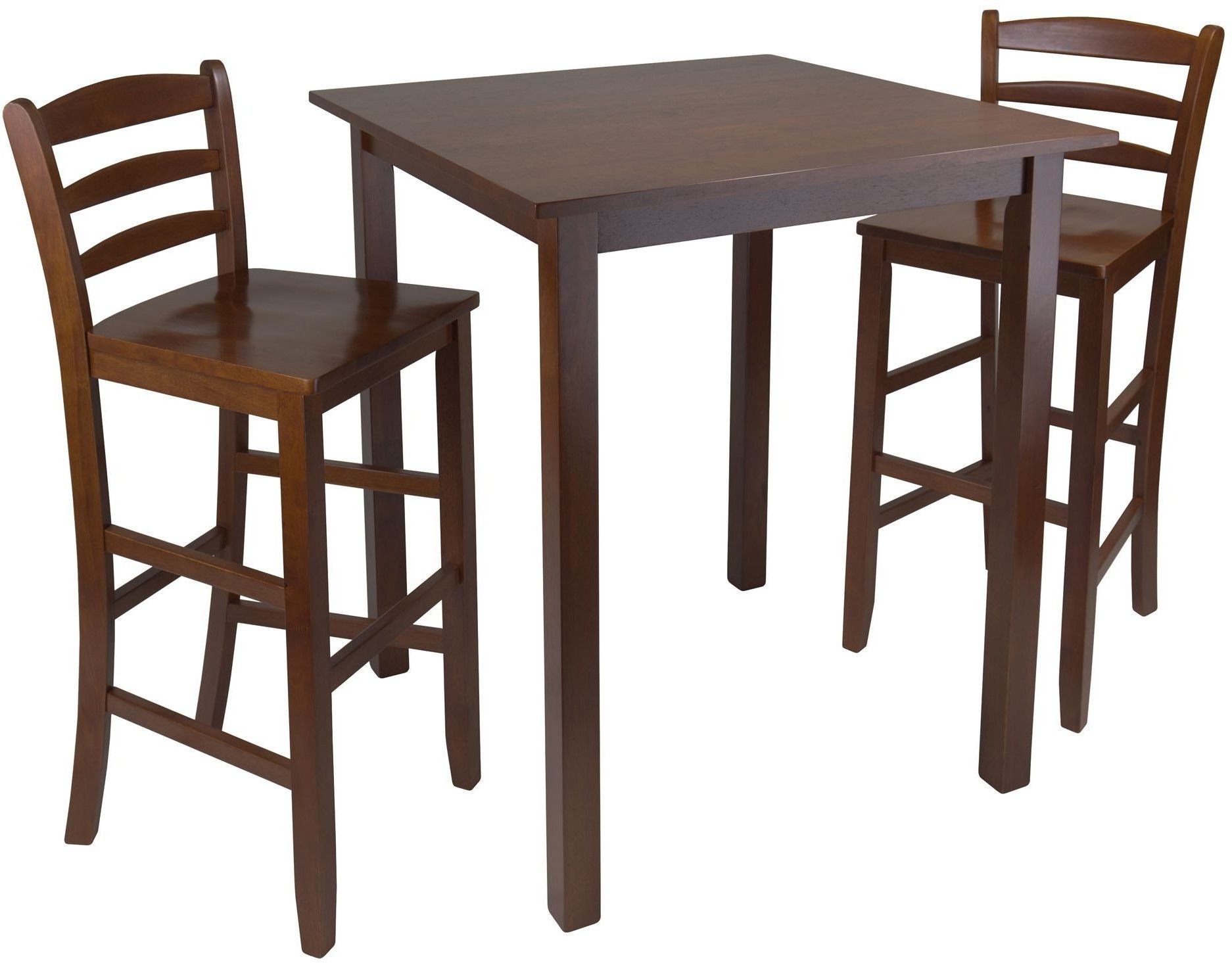 3 Piece Bistro Dining Sets Throughout Preferred Parkland Walnut 3 Piece Counter Height Dining Set With Ladder Back Bar (View 13 of 15)