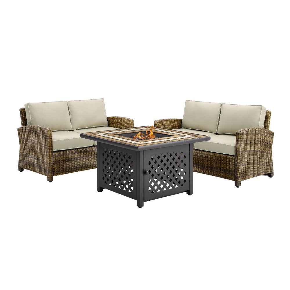 3 Piece Outdoor Table And Loveseat Sets For Most Up To Date Crosley Furniture – Bradenton 3 Piece Outdoor Wicker Conversation Set (View 2 of 15)