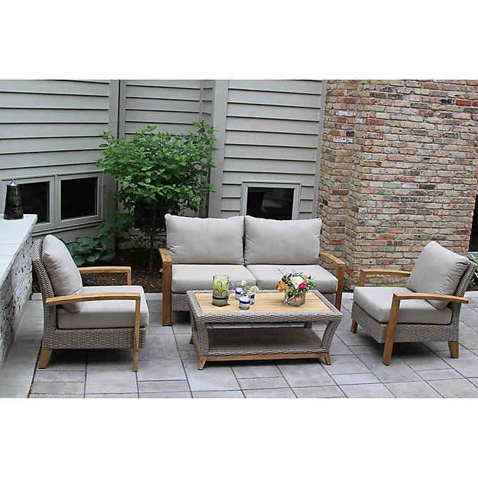 4 Piece Gray Outdoor Patio Seating Sets For Newest Outdoor Interiors® 4 Piece Teak & Wicker Patio Set In Grey/teak (View 8 of 15)