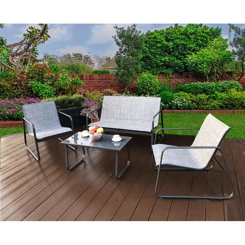 4 Piece Outdoor Patio Sets For Most Current Virginio 4 Piece Complete Patio Set In  (View 3 of 15)