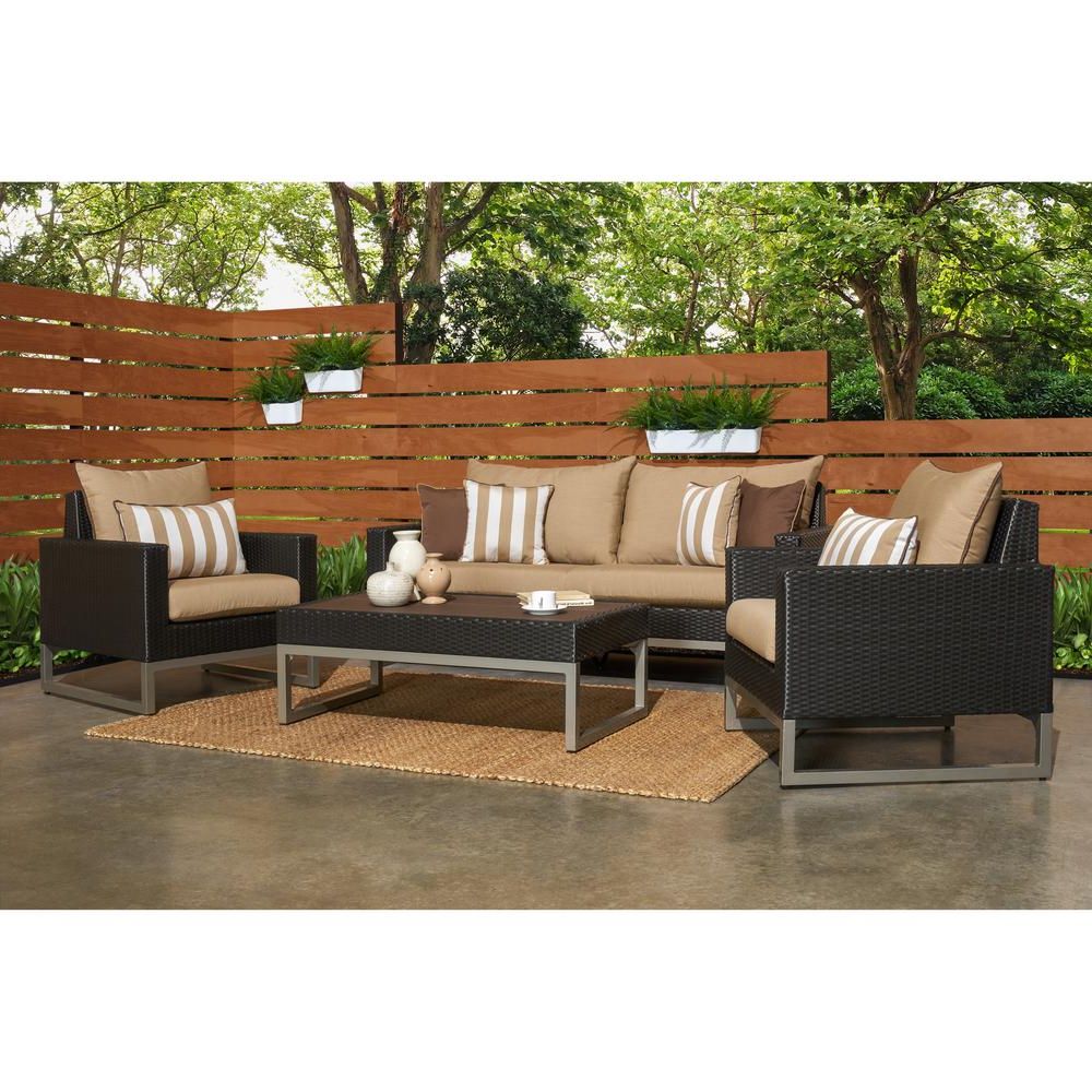 4 Piece Wicker Outdoor Seating Sets Throughout 2020 Rst Brands Milo Espresso 4 Piece Wicker Patio Deep Seating Conversation (View 1 of 15)