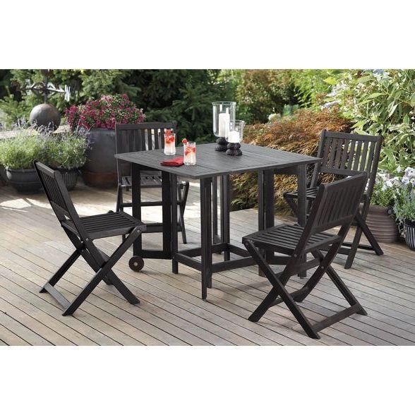 4pk Eucalyptus Folding Chairs Black – Merry Products In  (View 5 of 15)