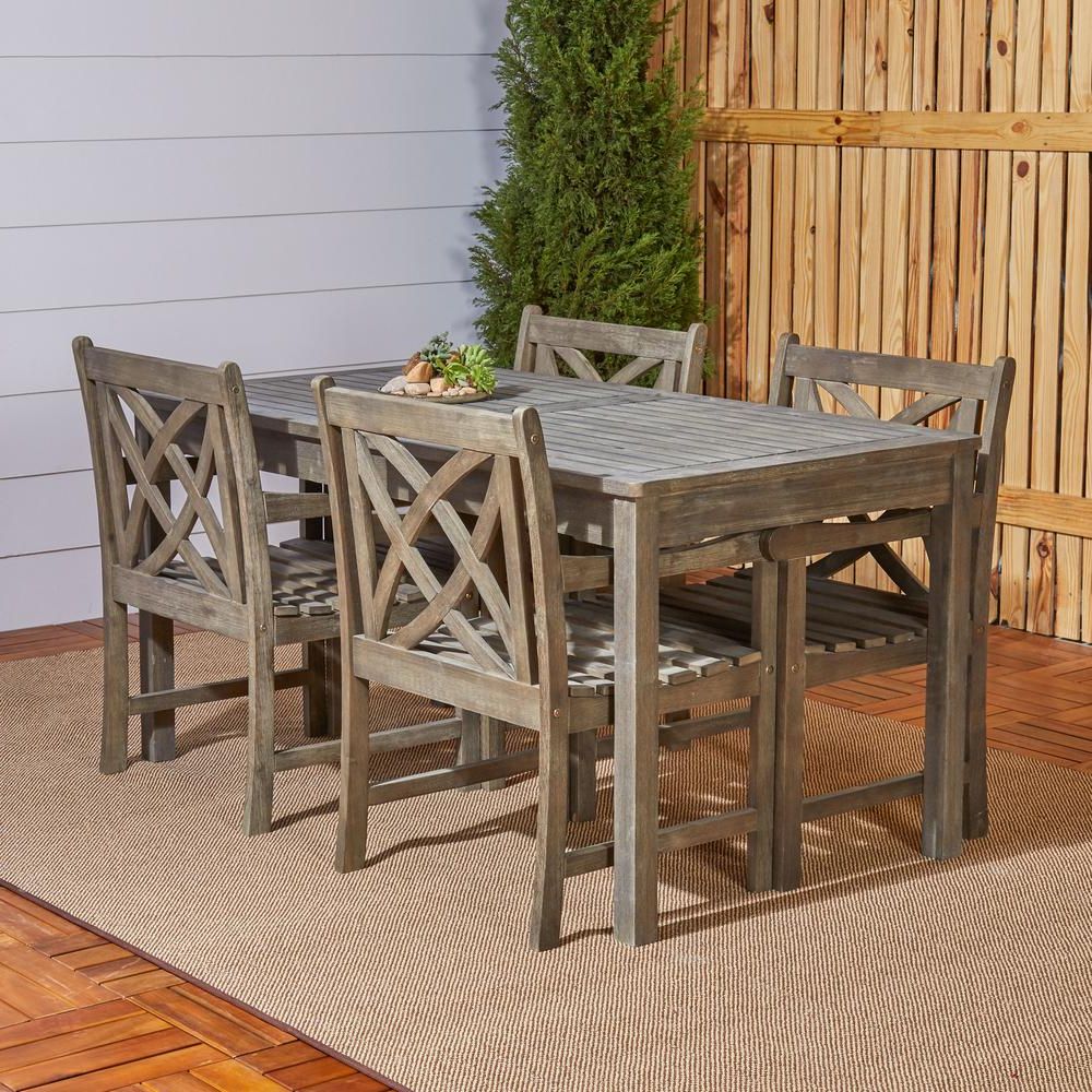5 Pc Rectangle Patio Dining Set Outdoor Garden Deck Furniture Weather With Favorite Rectangular Outdoor Patio Dining Sets (View 10 of 15)