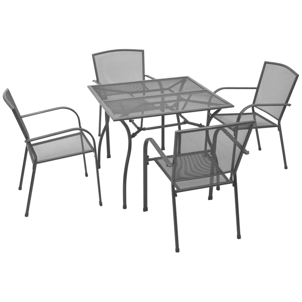 5 Piece 4 Seat Outdoor Patio Sets Inside Widely Used Vidaxl Outdoor Dining Set 5 Piece Steel Mesh Garden Table Stacking (View 9 of 15)