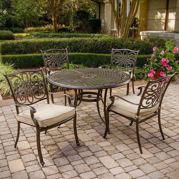 5 Piece Outdoor Bench Dining Sets With Regard To Current Shop Hanover Traditions5pc Traditions 5 Piece Outdoor Dining Set With  (View 6 of 15)