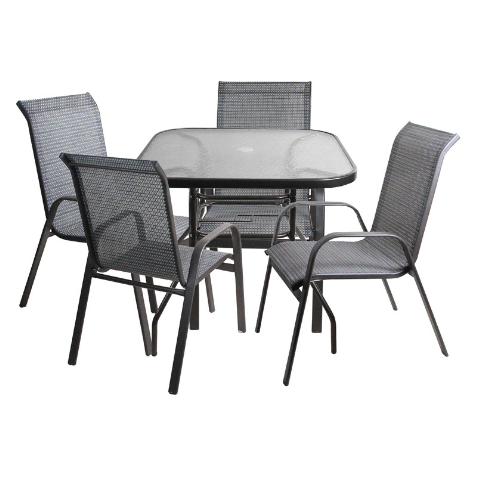 5 Piece Outdoor Seating Patio Sets Pertaining To Well Known Cc Outdoor Living 5 Piece Outdoor Mesh Textilene And Steel Rectangle (View 14 of 15)