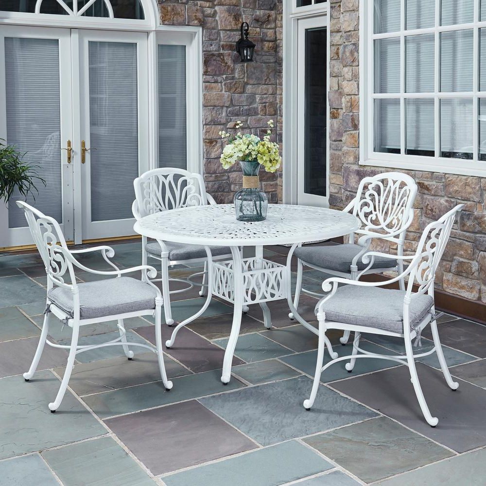 5 Piece Patio Dining Set Regarding Well Known Homestyles Capri White 48 In (View 12 of 15)