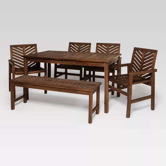 6pc Chevron Outdoor Patio Dining Set Dark Brown – Saracina Home In 2020 Intended For Most Recently Released Dark Brown Patio Dining Sets (View 12 of 15)