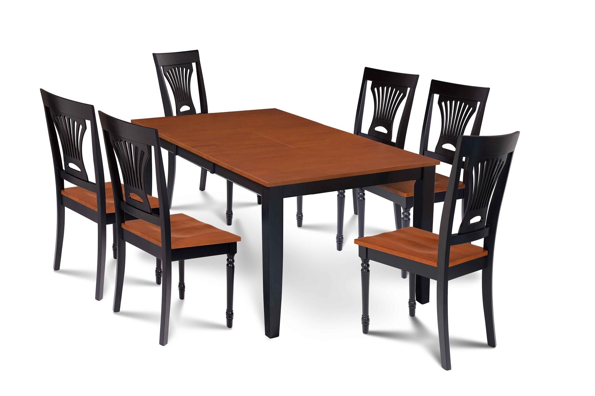 7 Piece Dining Room Set Table With A Butterfly Leaf And 6 Dining Chairs Throughout 2020 Black Medium Rectangle Patio Dining Sets (View 11 of 15)