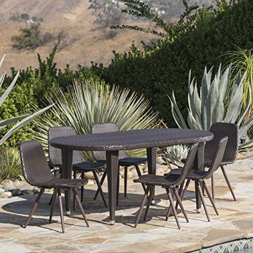 7 Piece Outdoor Wicker Oval Dining Set With Regard To 7 Piece Outdoor Oval Dining Sets (View 15 of 15)