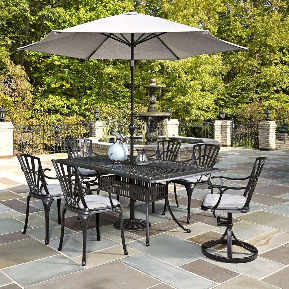 7 Piece Patio Dining Sets In Popular Home Styles Largo 7 Piece Outdoor Patio Dining Set With Umbrella And (View 8 of 15)