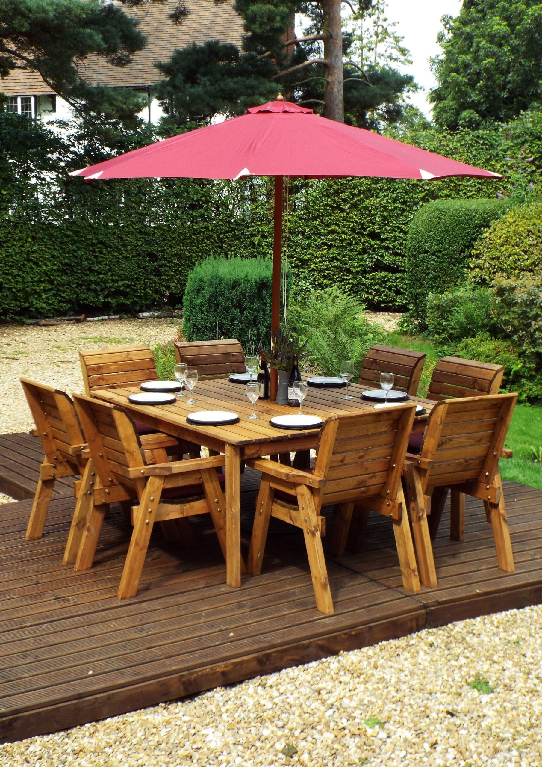 8 Seater Deluxe Square Table Set All Chairs (charles Taylor) – Timber Regarding Most Recently Released Deluxe Square Patio Dining Sets (View 13 of 15)