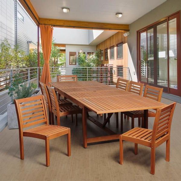 9 Piece Extendable Patio Dining Sets Throughout Well Known Amazonia Turner 9 Piece Eucalyptus Extendable Rectangular Patio Dining (View 8 of 15)