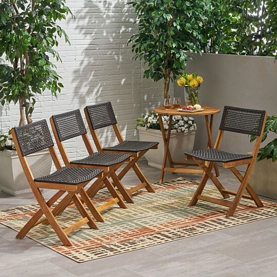 Acacia Wood Outdoor Seating Patio Sets Within Well Liked Buy Ida Outdoor Acacia Wood Foldable Bistro Chairs With Wicker Seating (View 12 of 15)