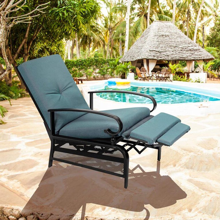 Adjustable Outdoor Lounger Chairs Pertaining To Widely Used Oakcloud Adjustable Outdoor Lounge Chair Metal Patio Relaxing Recliner (View 7 of 15)