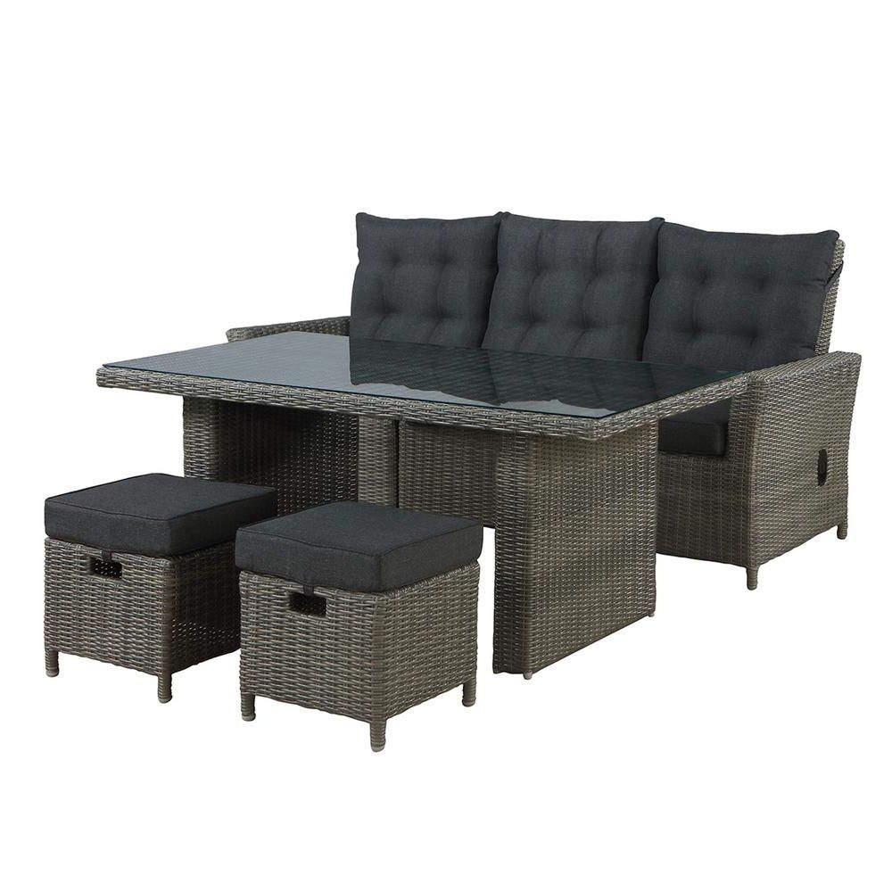 Alaterre Furniture Asti 4 Piece All Weather Wicker Outdoor Patio Pertaining To Most Current 4 Piece 3 Seat Outdoor Patio Sets (View 5 of 15)