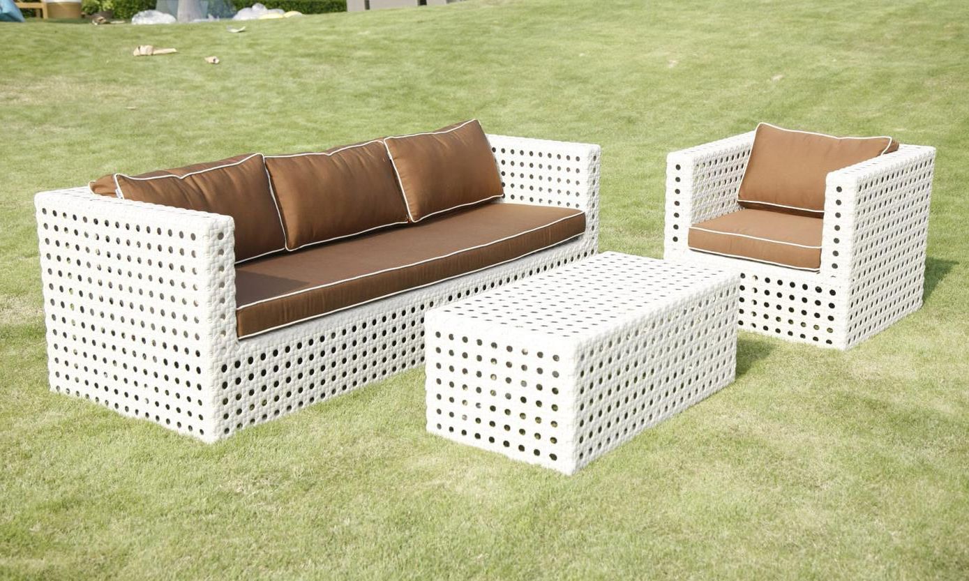All Weather White 3 Piece Wicker Patio Furniture Set – Free Shipping Throughout Well Known Black Weave Outdoor Modern Dining Chairs Sets (View 4 of 15)