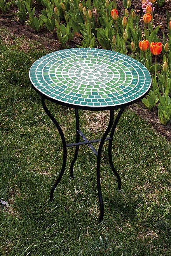 Amazon – Evergreen Enterprises 2gm392 Mosaic Side Table – Dark And Pertaining To Most Popular Blue Mosaic Black Iron Outdoor Accent Tables (View 13 of 15)
