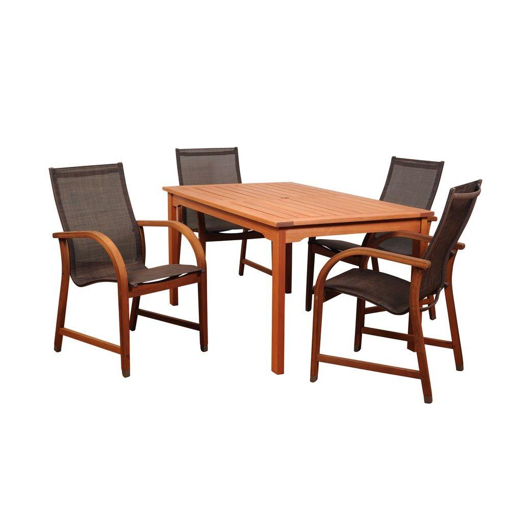 Amazonia Bahamas 5 Piece Eucalyptus Rectangular Patio Dining Set With Within Well Known 5 Piece 4 Seat Outdoor Patio Sets (View 12 of 15)