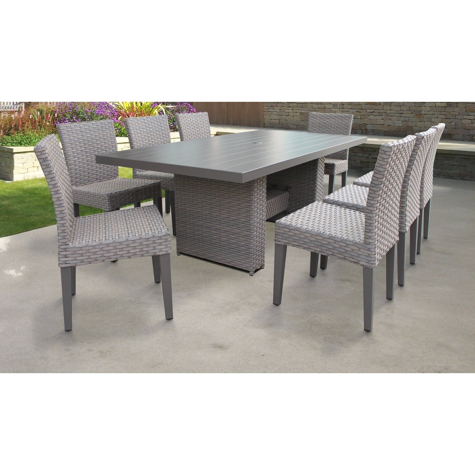 Armless Round Dining Sets Intended For Best And Newest 9 Piece Monterey Rectangular Outdoor Patio Dining Table With 8 Armless (View 13 of 15)