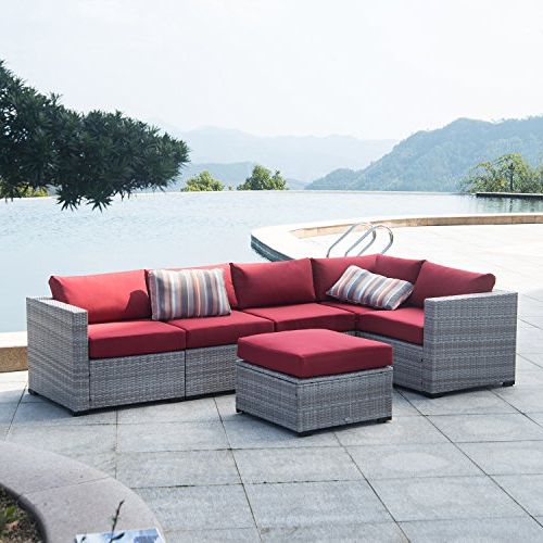 Auro Outdoor Furniture Sectional Sofa Conversation Set (6 Piece Set With Regard To Trendy Gray All Weather Outdoor Seating Patio Sets (View 14 of 15)