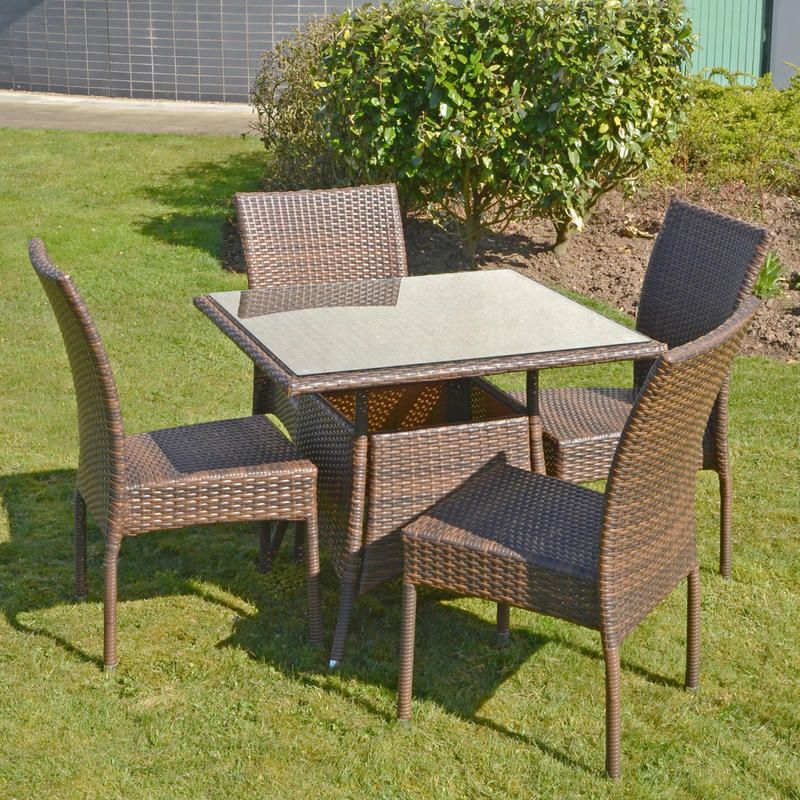 Azuma 5 Piece Brittany Wicker Rattan Dining Table Chair Garden Patio With Regard To Famous 5 Piece 4 Seat Outdoor Patio Sets (View 6 of 15)