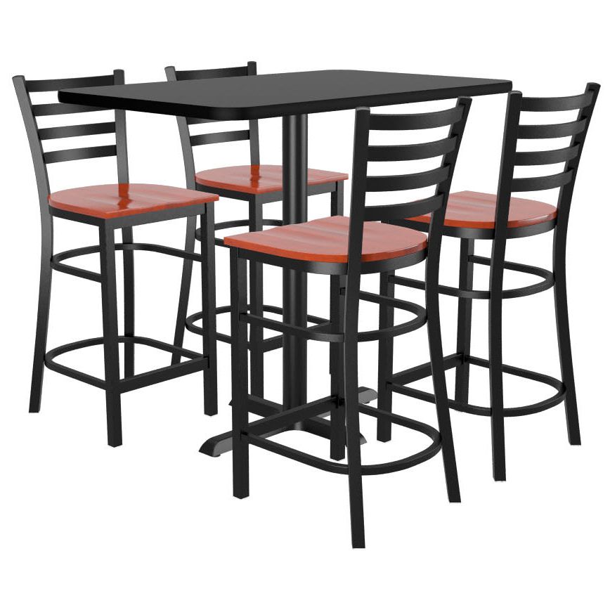 Bar Tables With 4 Counter Stools Regarding Favorite Set Of 4 Ladder Back Metal Bar Stools And Table Top With Base (View 4 of 15)