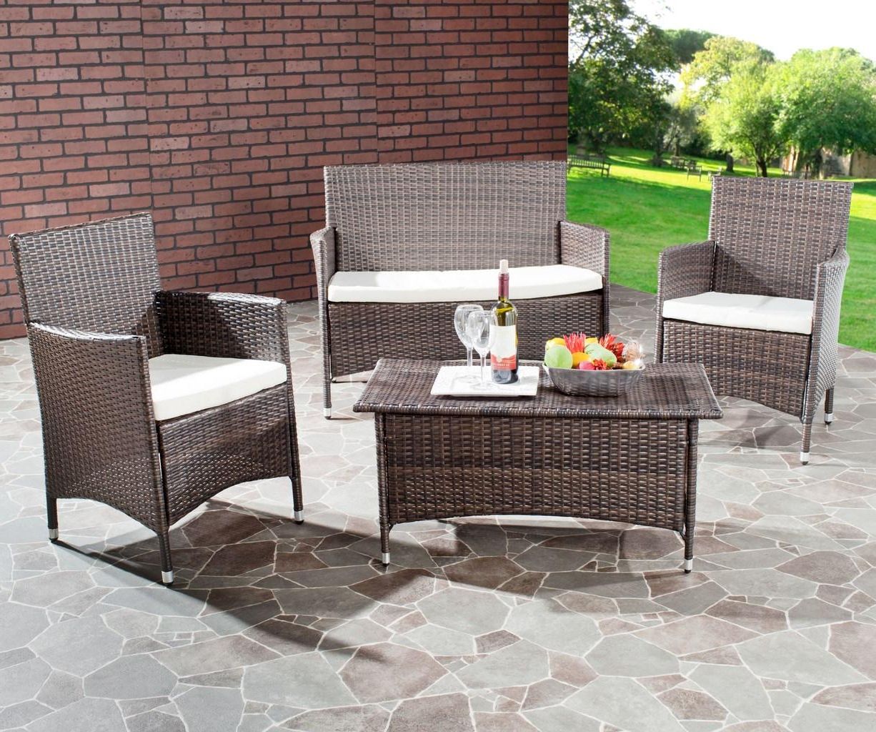 Best And Newest 4 Piece Outdoor Patio Sets Pertaining To Fox6005a Patio Sets – 4 Piece – Furnituresafavieh (View 6 of 15)